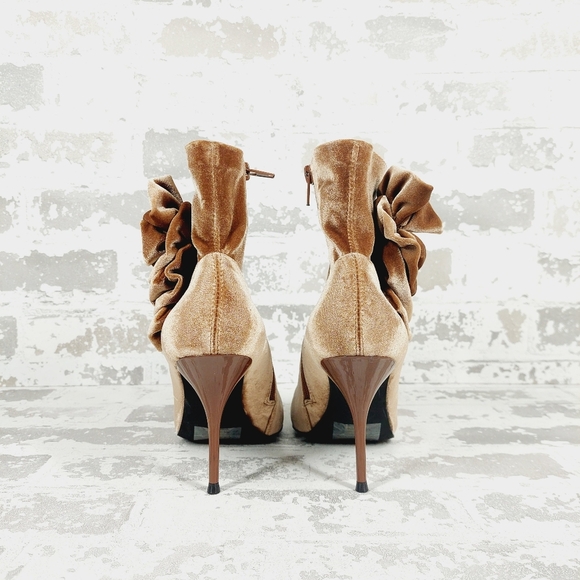 New Jeffrey Campbell Florette Natural Crushed Velvet Floral Heels C204 - Picture 5 of 12